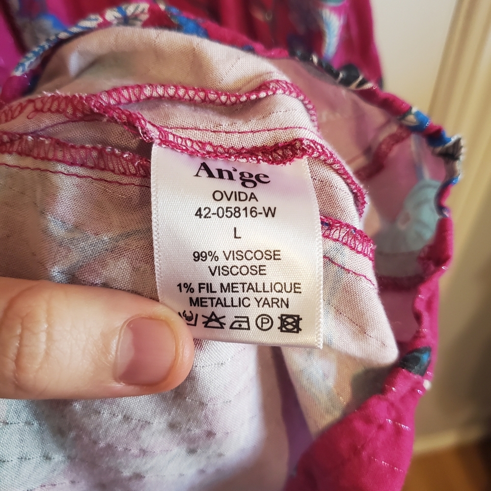 Anna Kay Ovida Floral Pink and metallic Midi Dress Size L Resort Boho Cocktail - Picture 10 of 11
